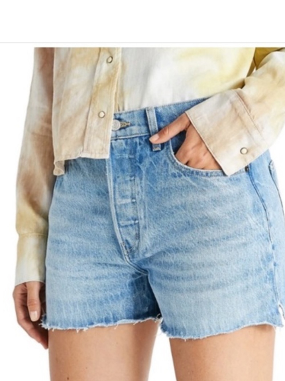 Etica raw hem denim short
